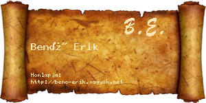 Benő Erik névjegykártya